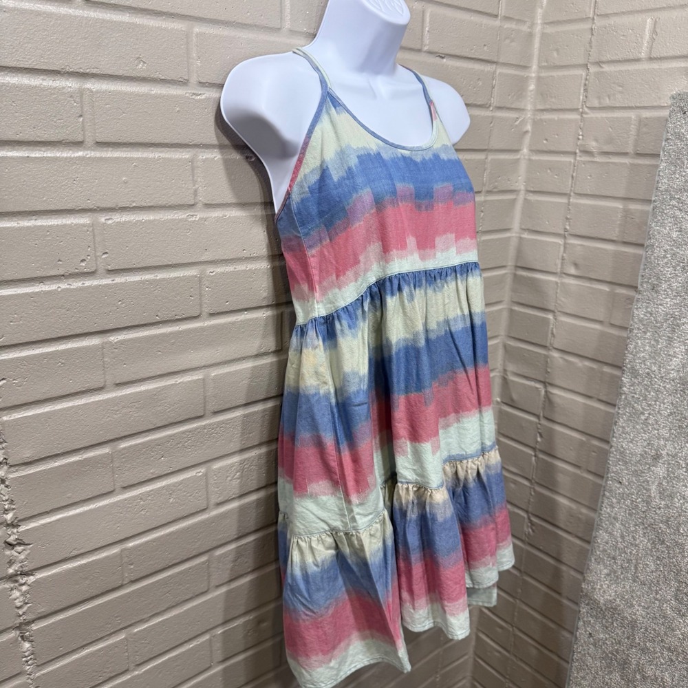Outerknown Cielo Babydoll Dress Organic Adriatic Striped Tie Dye Tiered NWT L - Picture 4 of 15